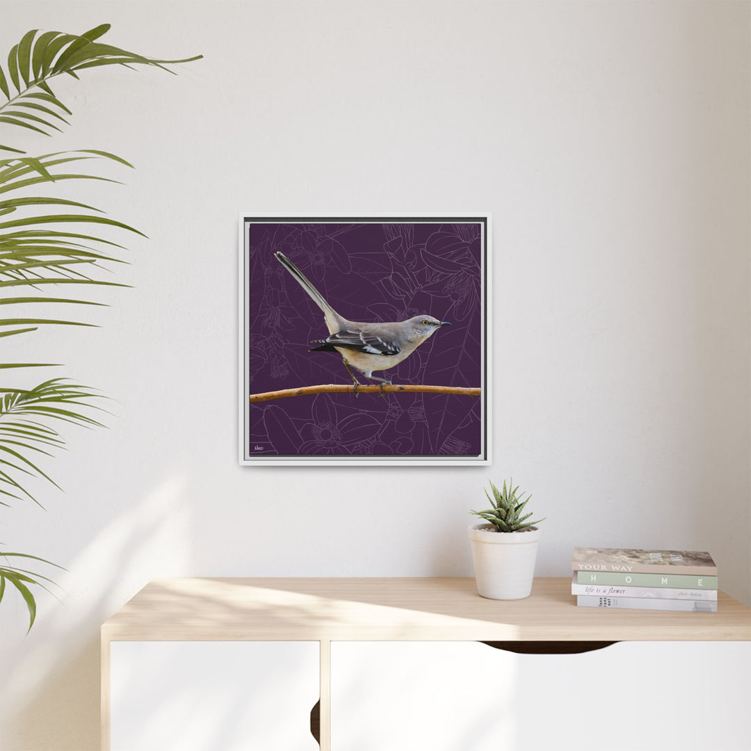 Northern Mockingbird: Florida State Bird — Framed Canvas Print Wall Art