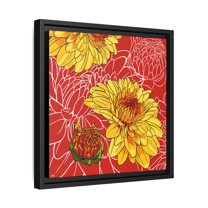 Chrysanthemum: November Birth Month Flower — Framed Canvas Print Wall Art