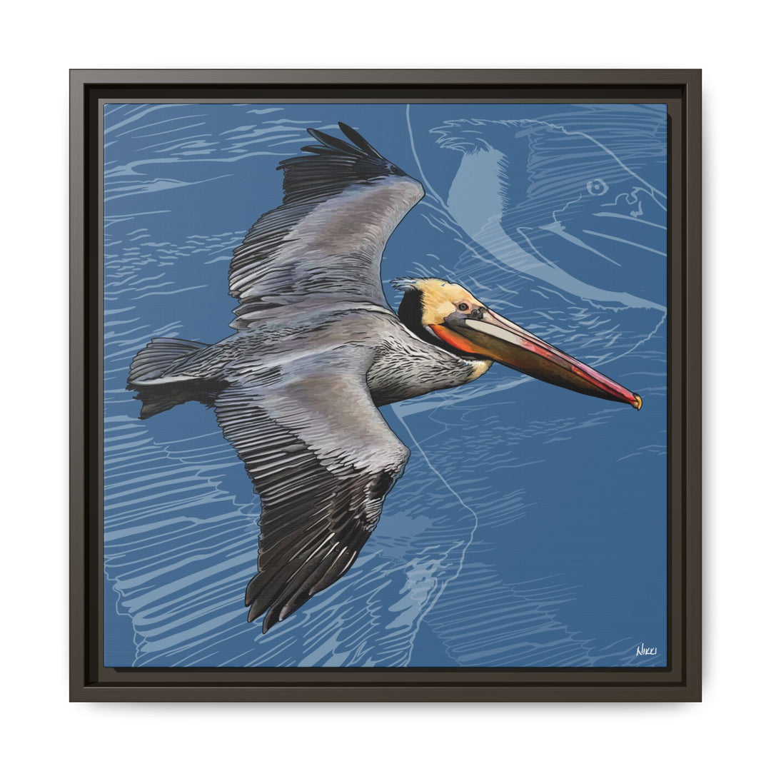 Brown Pelican: Louisiana State Bird  —  Framed Canvas Print