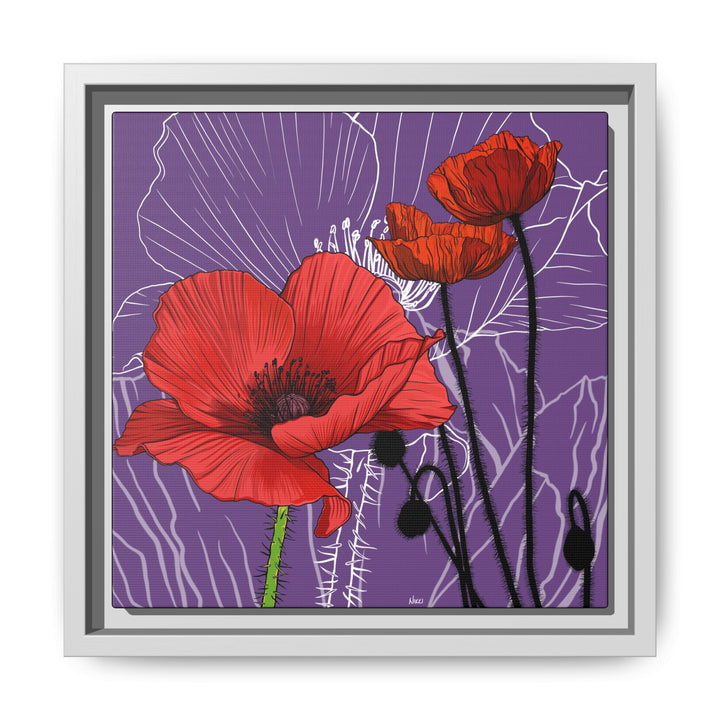 Poppy: August Birth Month Flower — Framed Canvas Print Wall Art