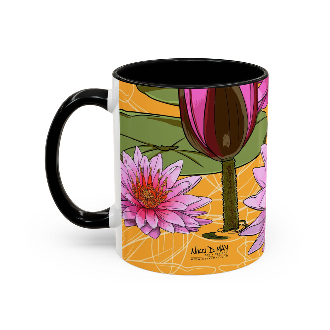 Pink Water Lily Ceramic Coffee Mug – July Birth Month Flower