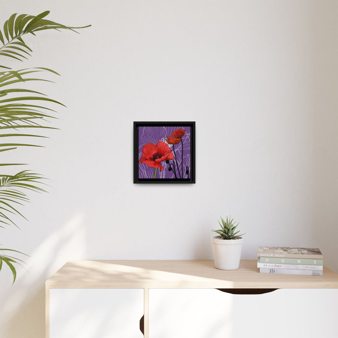Poppy: August Birth Month Flower — Framed Canvas Print Wall Art