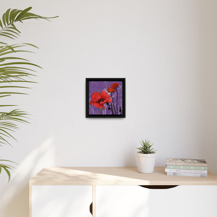 Poppy: August Birth Month Flower — Framed Canvas Print Wall Art