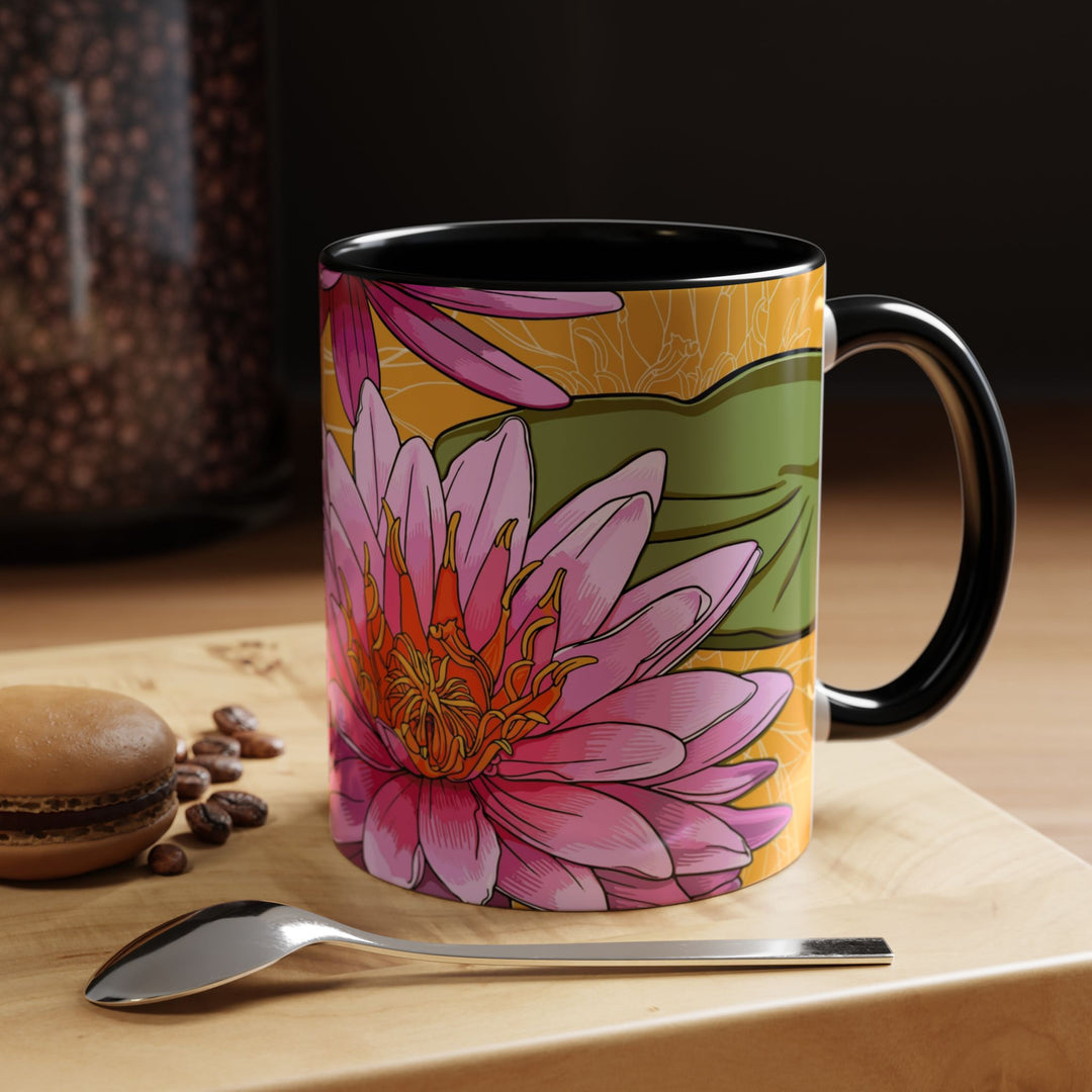 Pink Water Lily Ceramic Coffee Mug – July Birth Month Flower