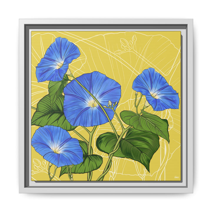 Blue Morning Glory: September Birth Month Flower — Framed Canvas Print Wall Art