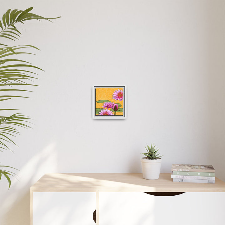 Water Lily: July Birth Month Flower — Framed Canvas Print Wall Art