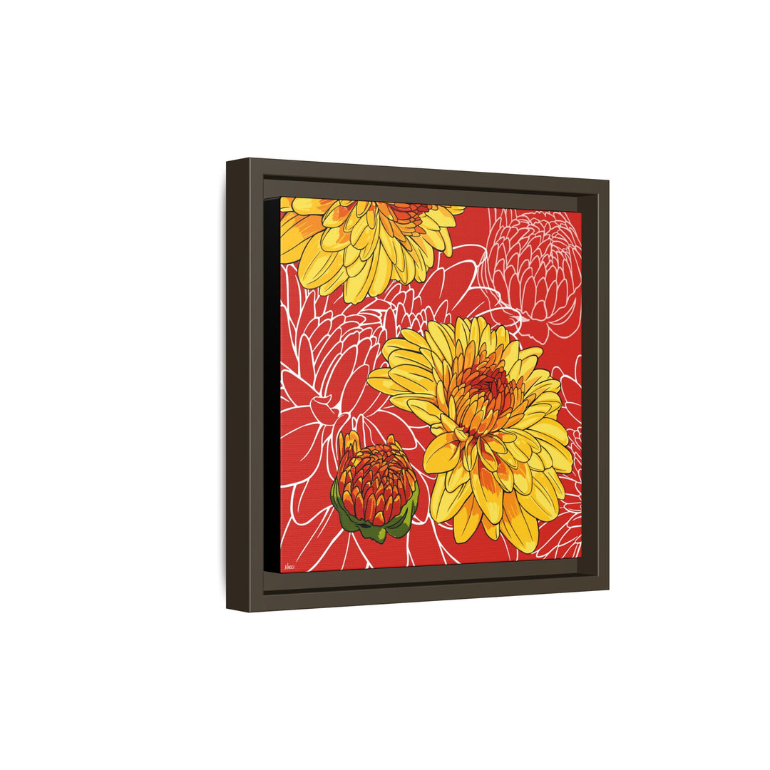 Chrysanthemum: November Birth Month Flower — Framed Canvas Print Wall Art