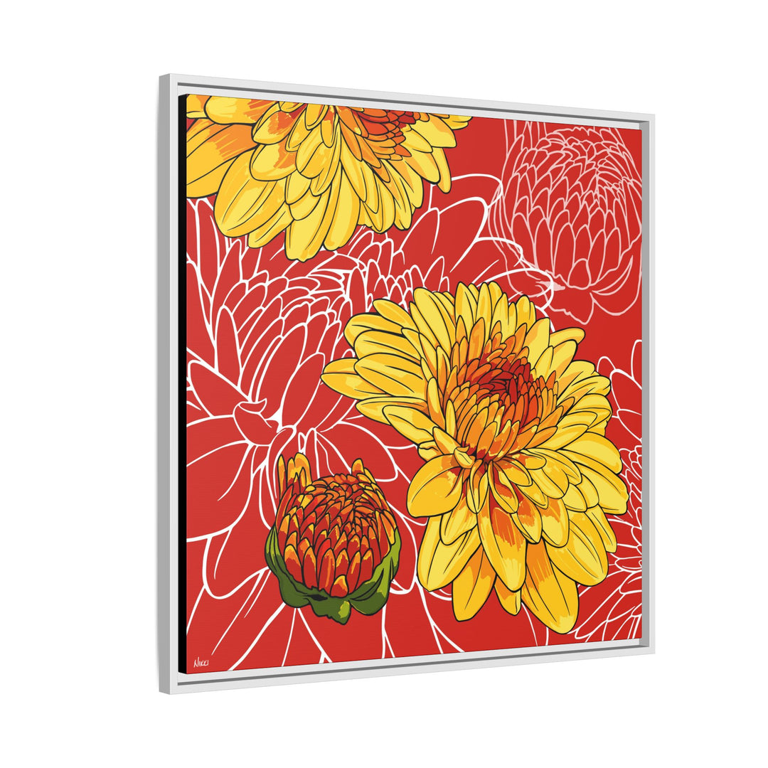 Chrysanthemum: November Birth Month Flower — Framed Canvas Print Wall Art