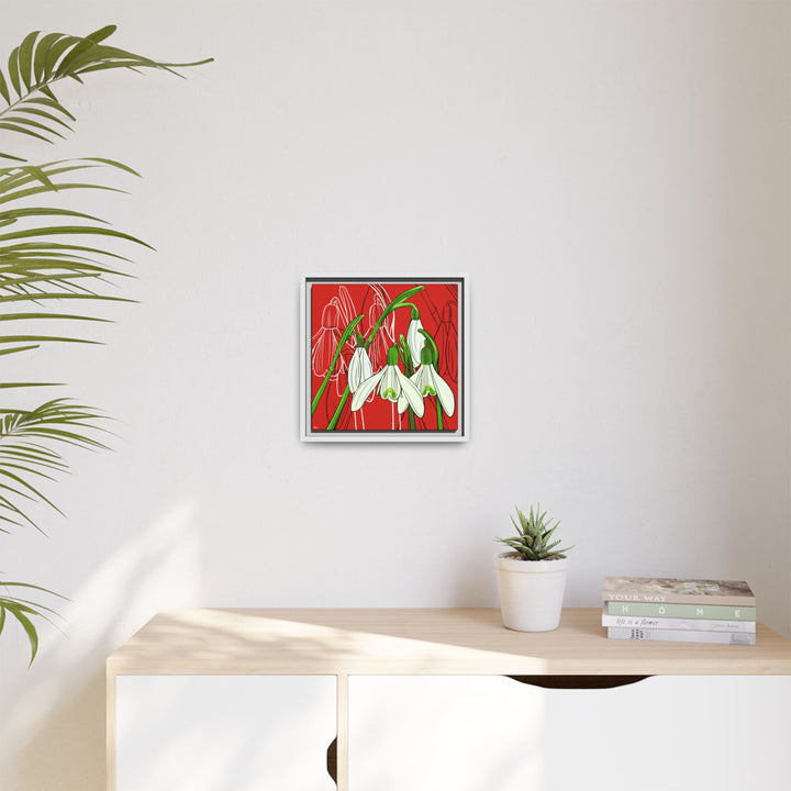Snowdrop: January Birth Month Flower — Framed Canvas Print Wall Art