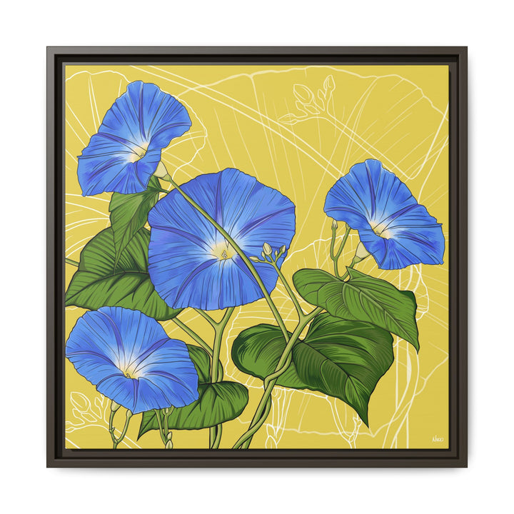 Blue Morning Glory: September Birth Month Flower — Framed Canvas Print Wall Art