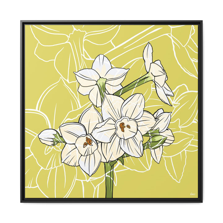 Paperwhite: December Birth Month Flower — Framed Canvas Print Wall Art
