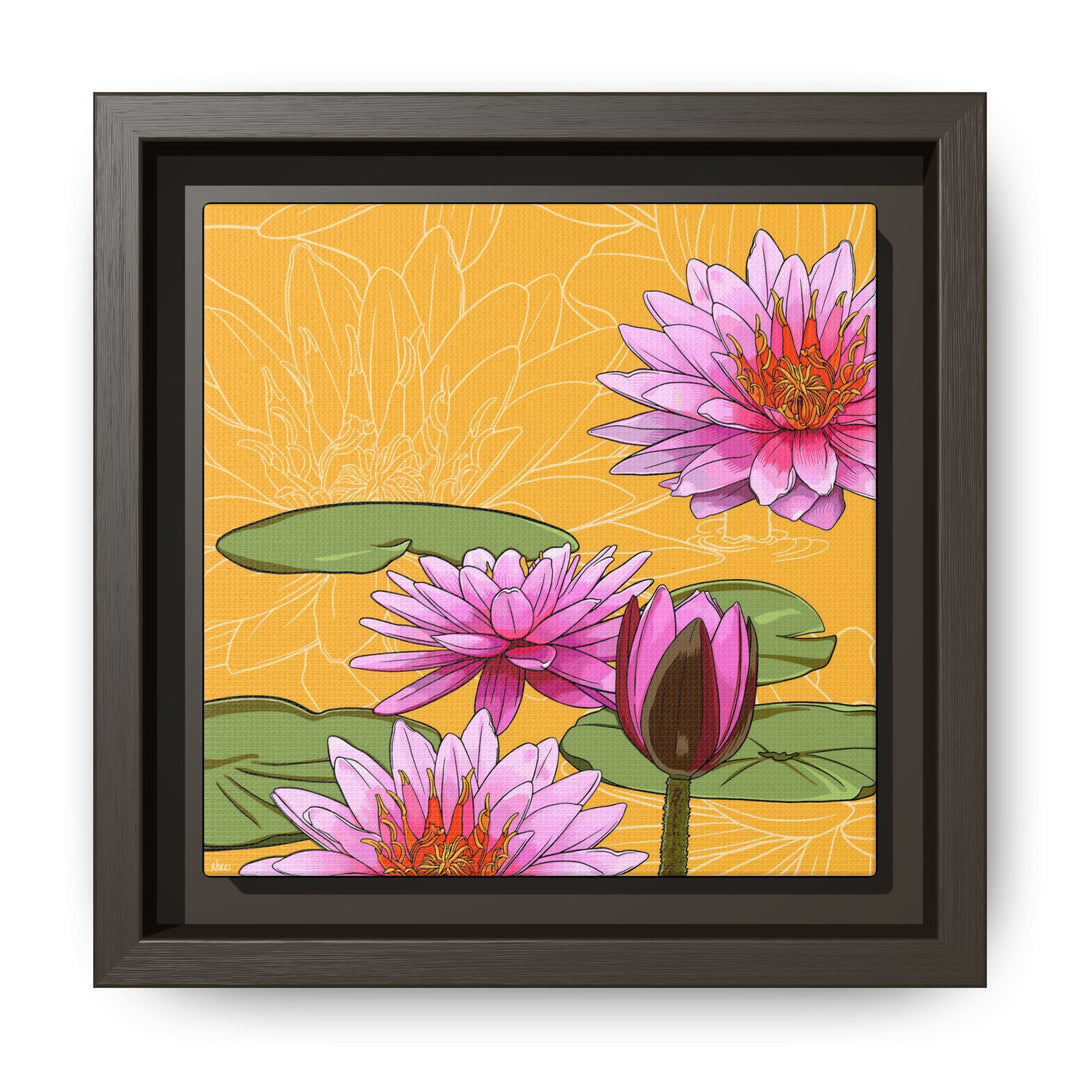 Water Lily: July Birth Month Flower — Framed Canvas Print Wall Art