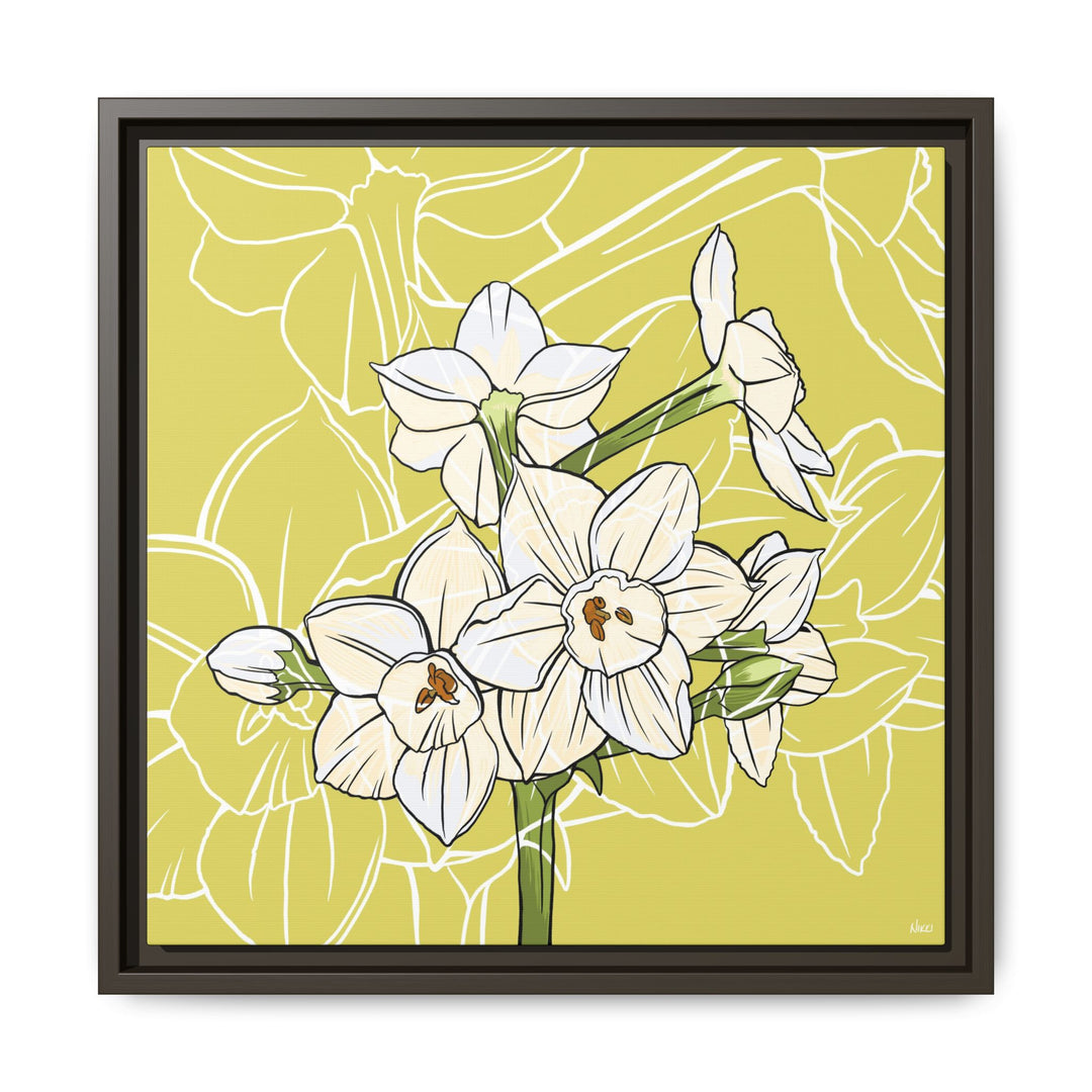 Paperwhite: December Birth Month Flower — Framed Canvas Print Wall Art