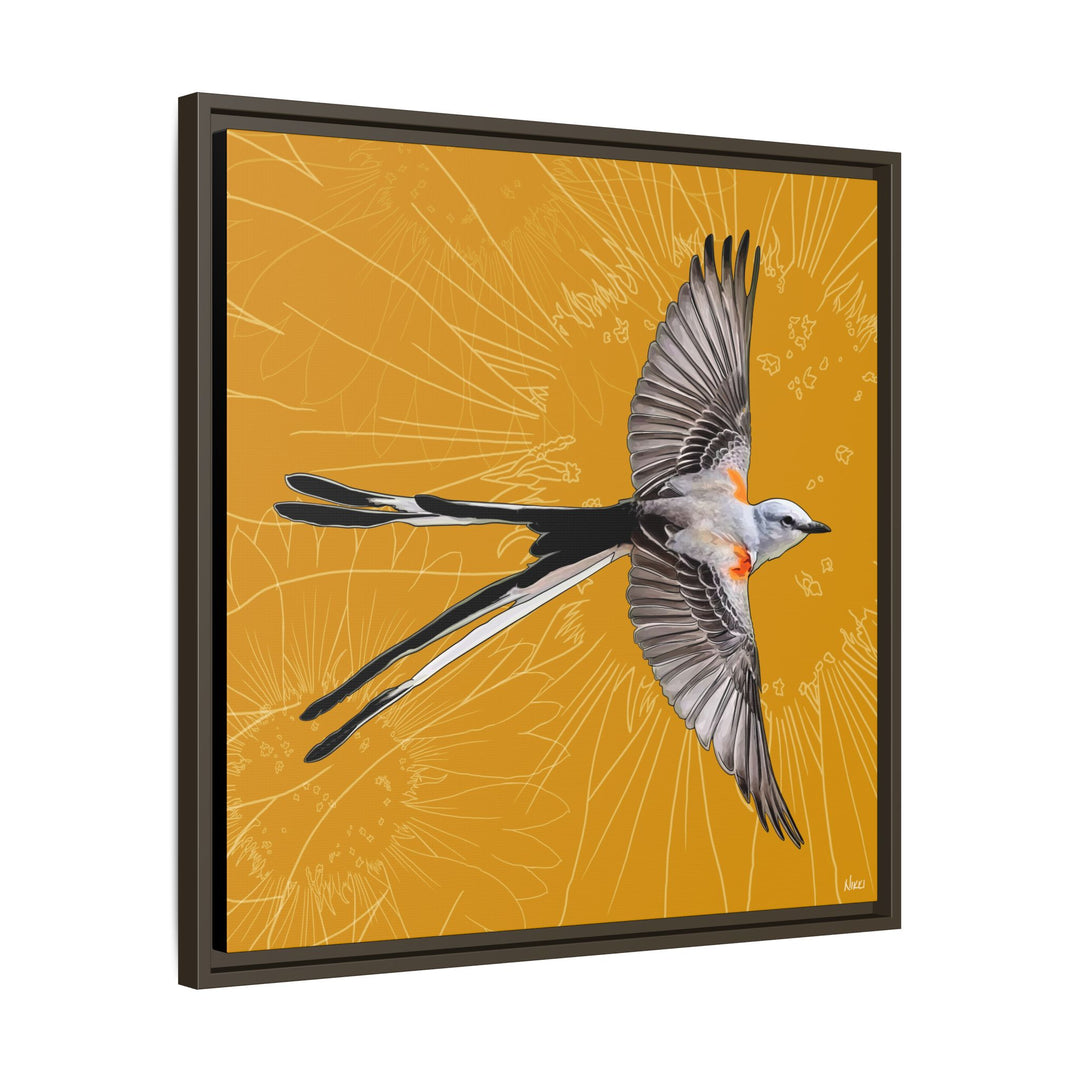 Scissor Tailed Flycatcher: Oklahoma State Bird — Framed Canvas Print Wall Art