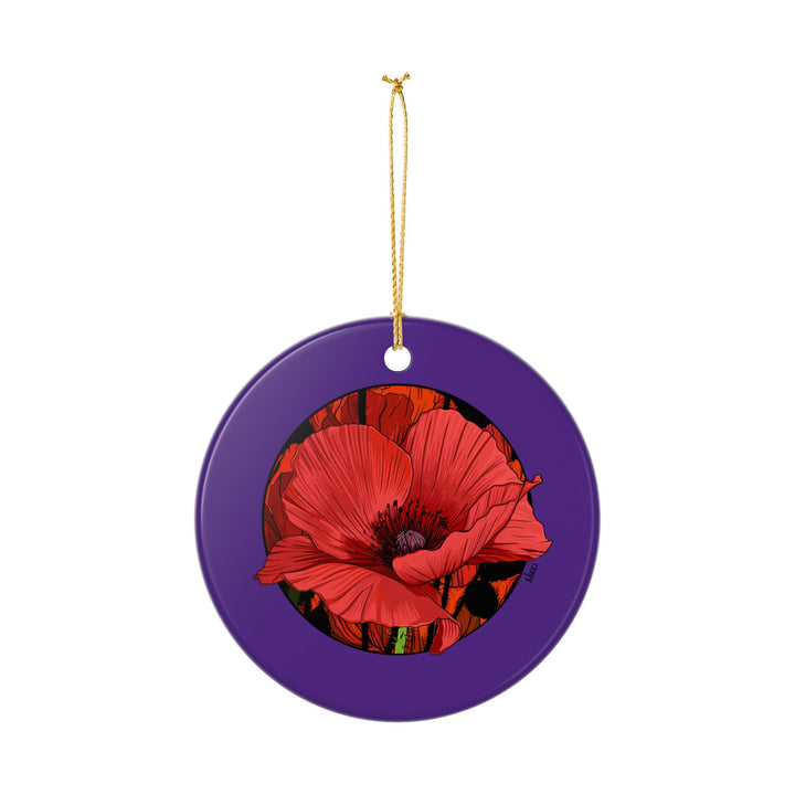 Red Poppy Ceramic Ornament — Double-Sided