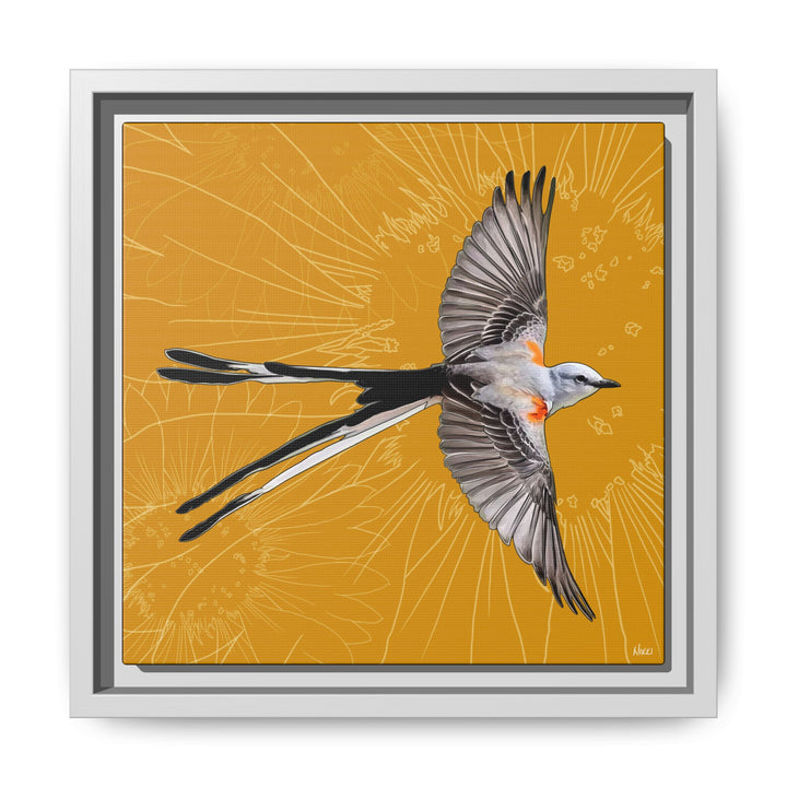 Scissor Tailed Flycatcher: Oklahoma State Bird — Framed Canvas Print Wall Art
