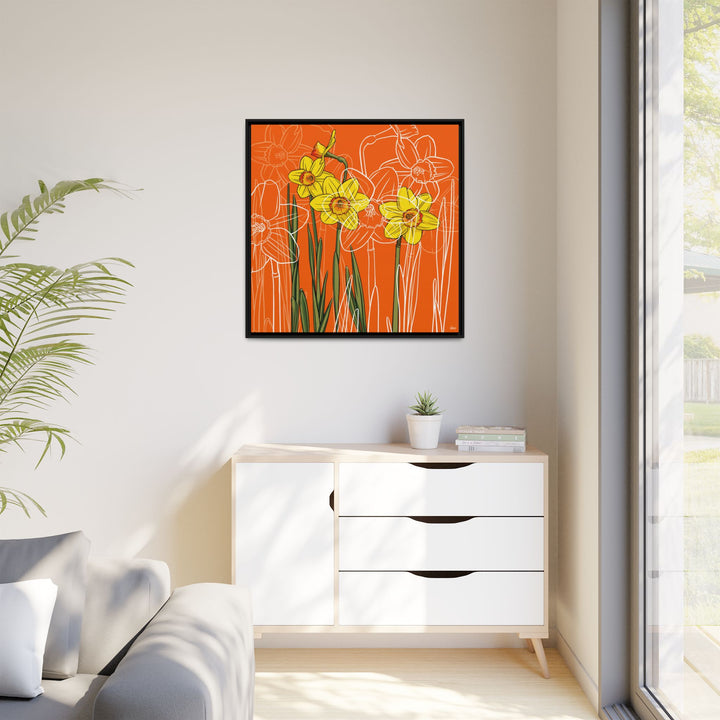 Daffodil: March Birth Month Flower — Framed Canvas Print Wall Art