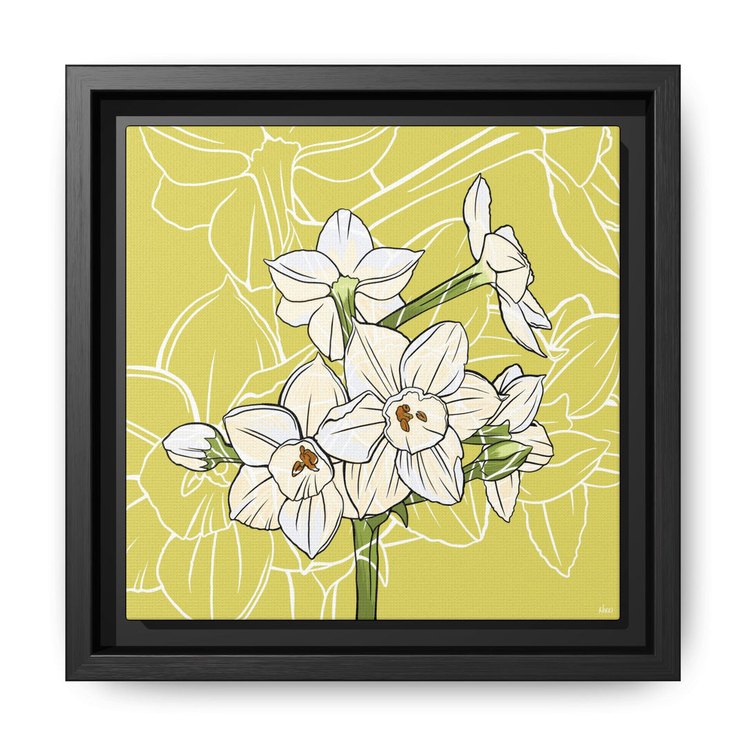 Paperwhite: December Birth Month Flower — Framed Canvas Print Wall Art