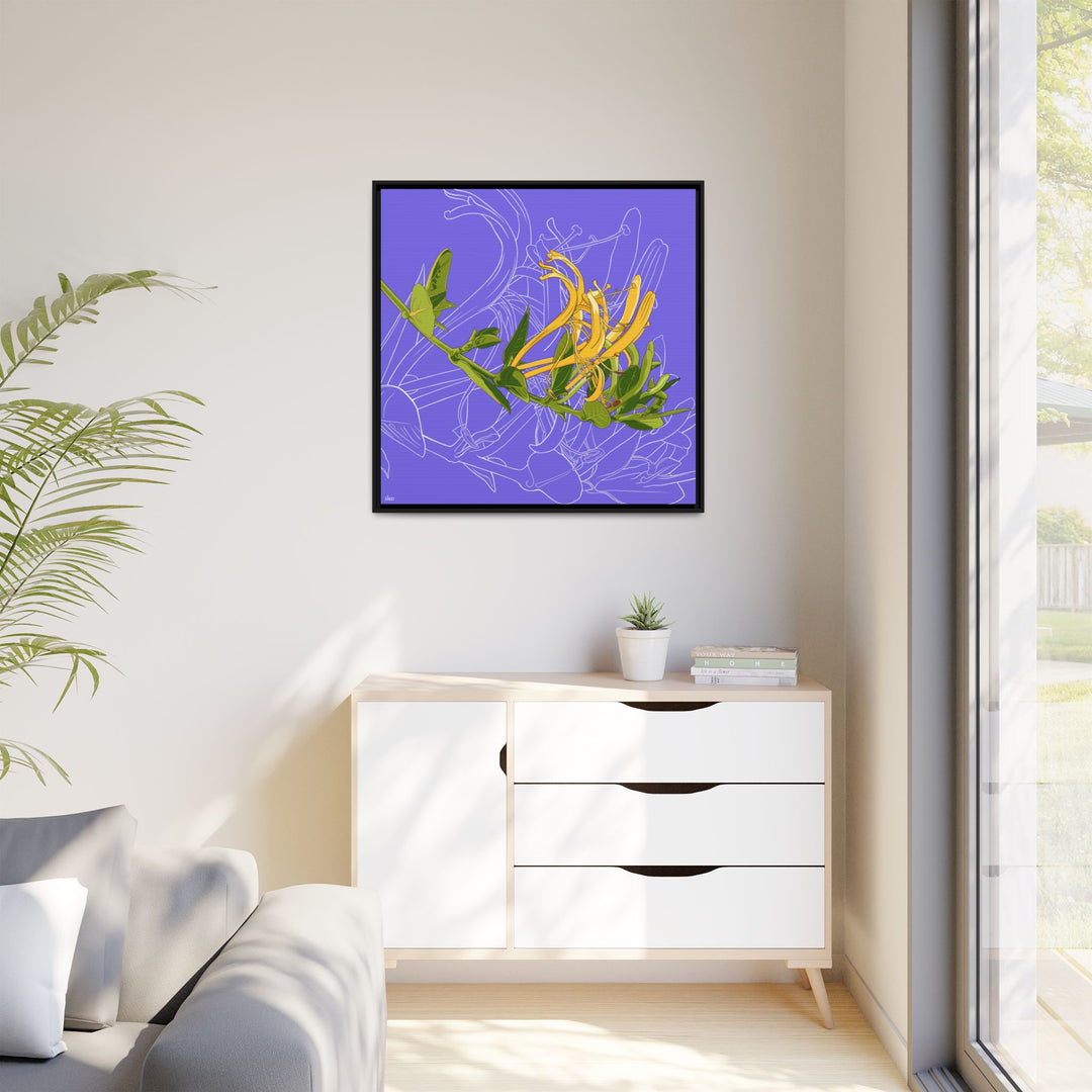 Honeysuckle: June Birth Month Flower — Framed Canvas Print Wall Art