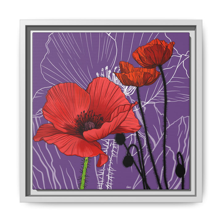 Poppy: August Birth Month Flower — Framed Canvas Print Wall Art