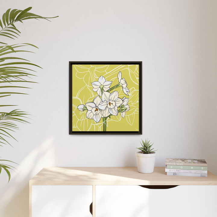 Paperwhite: December Birth Month Flower — Framed Canvas Print Wall Art