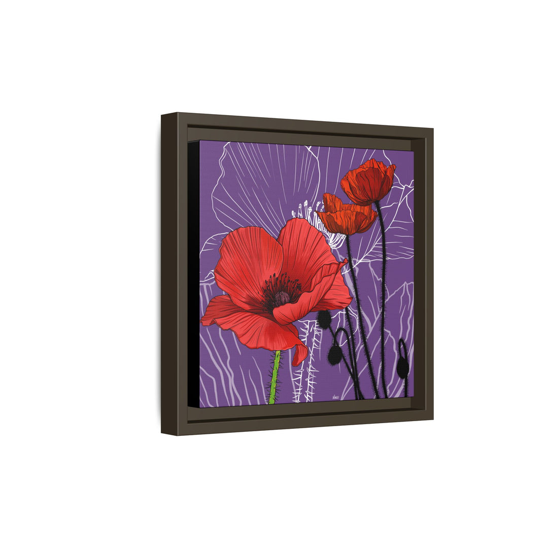 Poppy: August Birth Month Flower — Framed Canvas Print Wall Art
