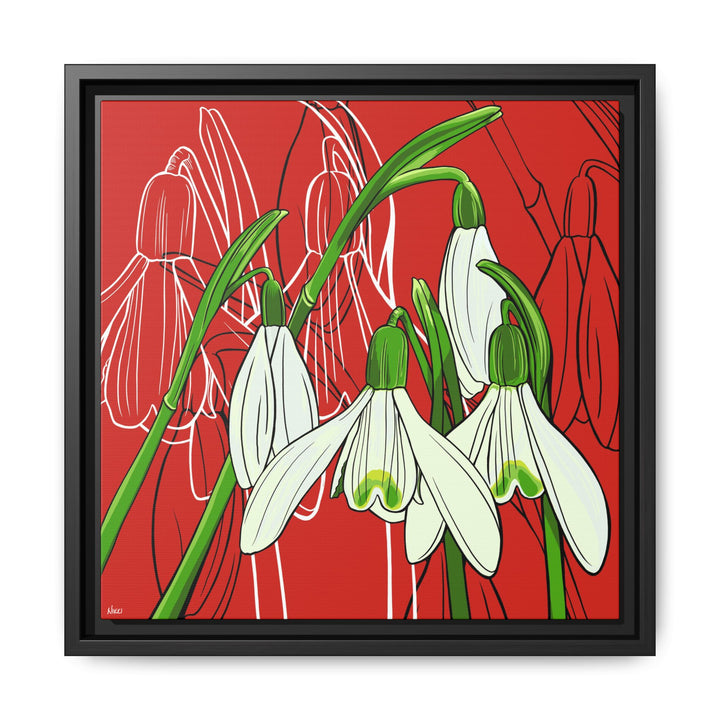 Snowdrop: January Birth Month Flower — Framed Canvas Print Wall Art