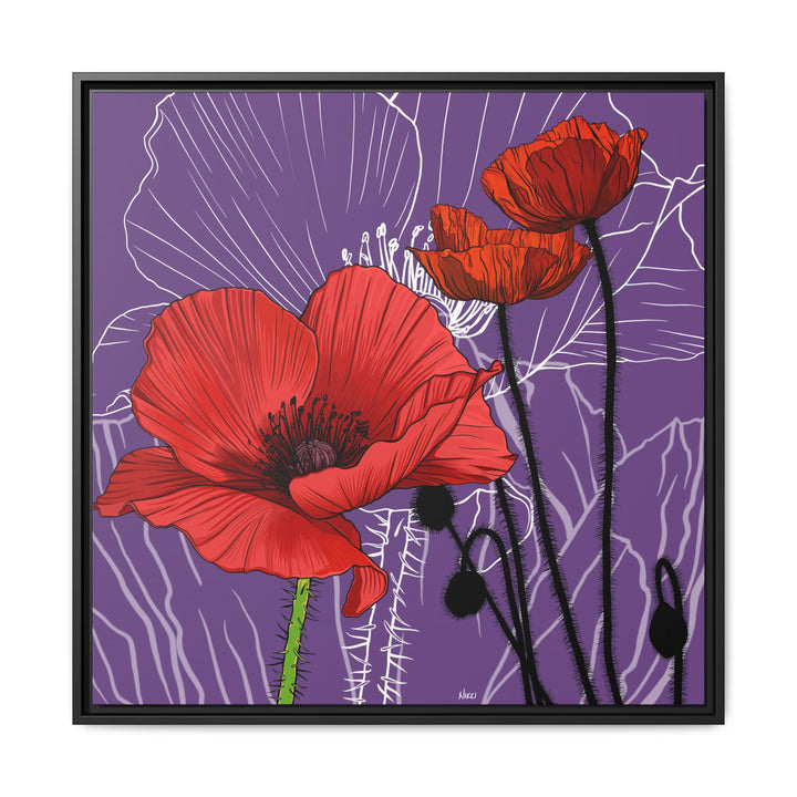 Poppy: August Birth Month Flower — Framed Canvas Print Wall Art