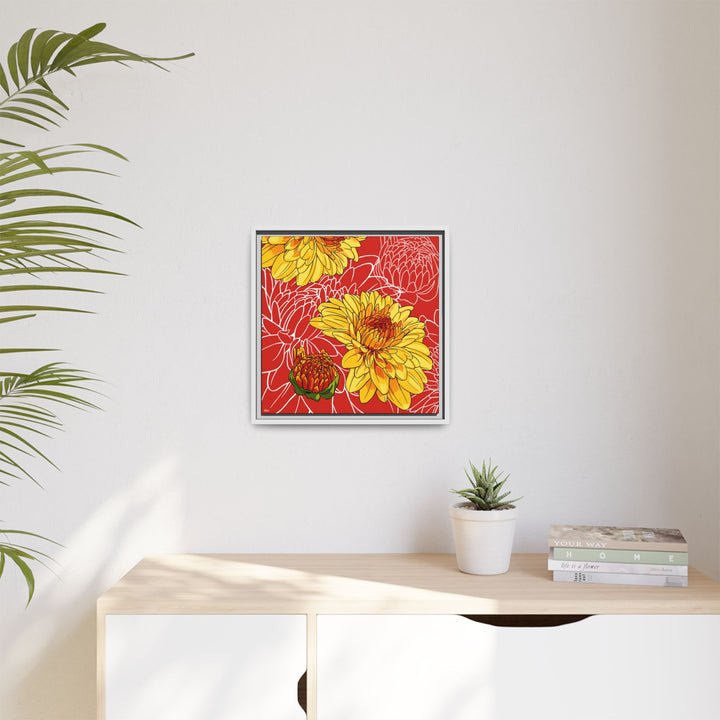 Chrysanthemum: November Birth Month Flower — Framed Canvas Print Wall Art