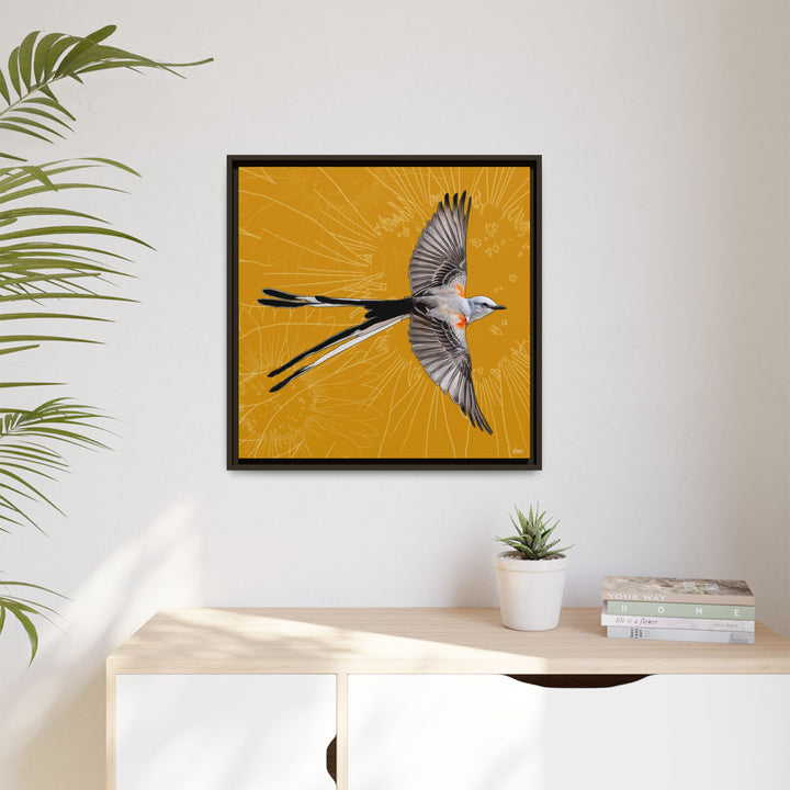 Scissor Tailed Flycatcher: Oklahoma State Bird — Framed Canvas Print Wall Art