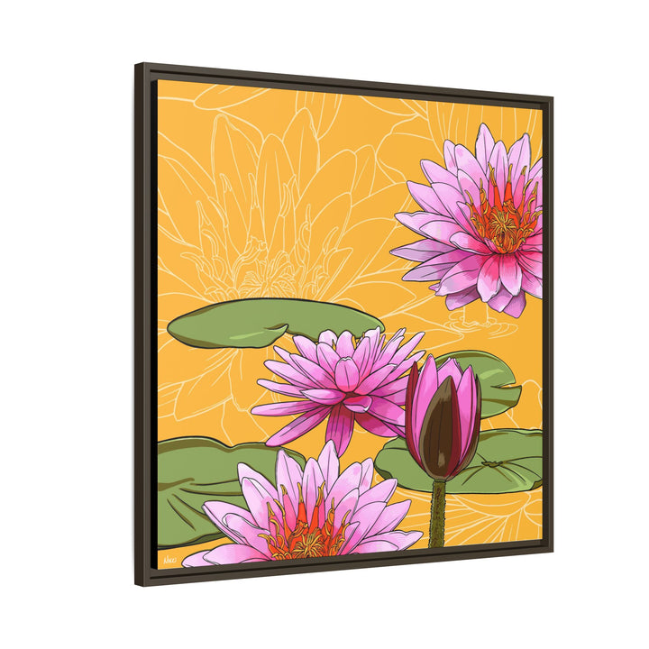 Water Lily: July Birth Month Flower — Framed Canvas Print Wall Art