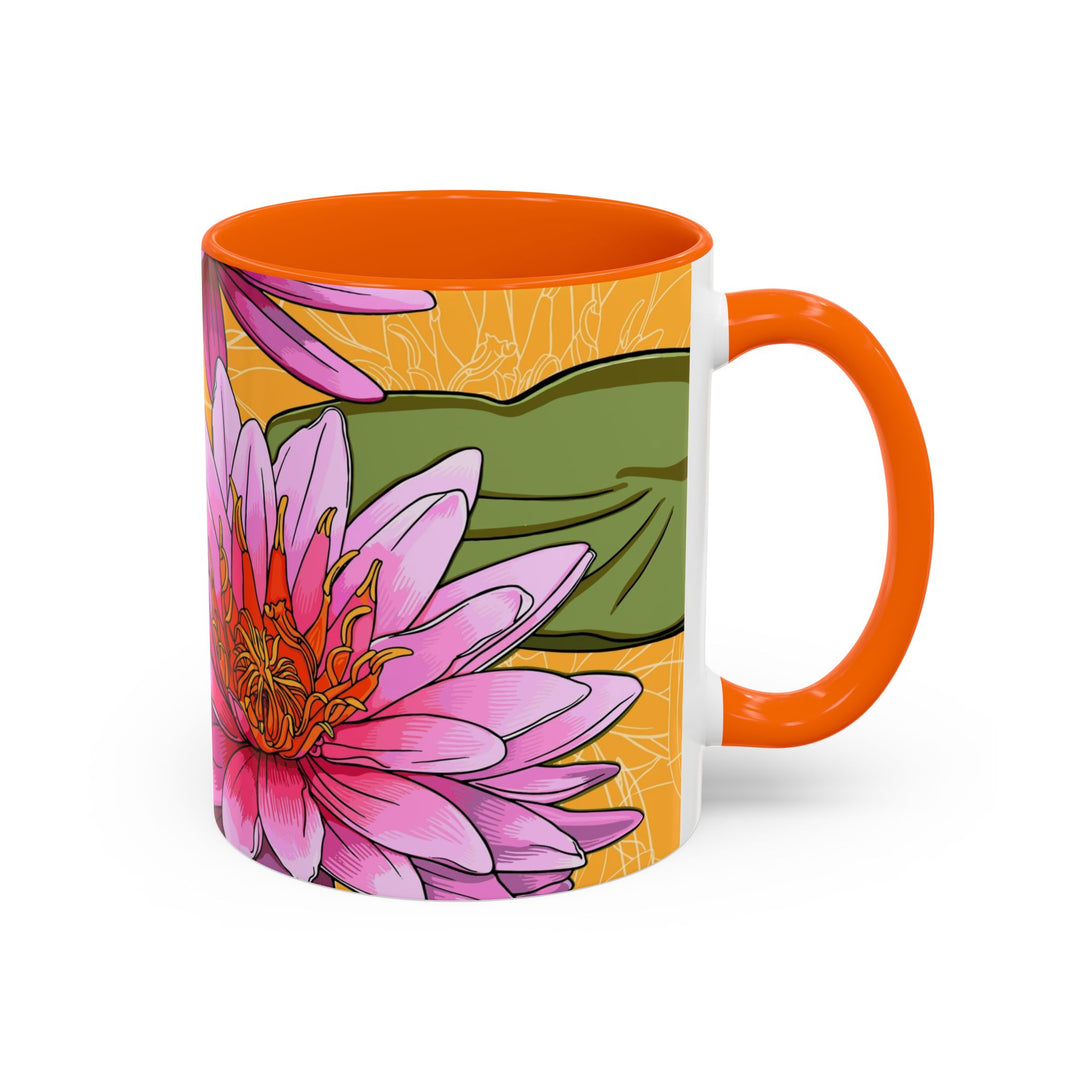 Pink Water Lily Ceramic Coffee Mug – July Birth Month Flower