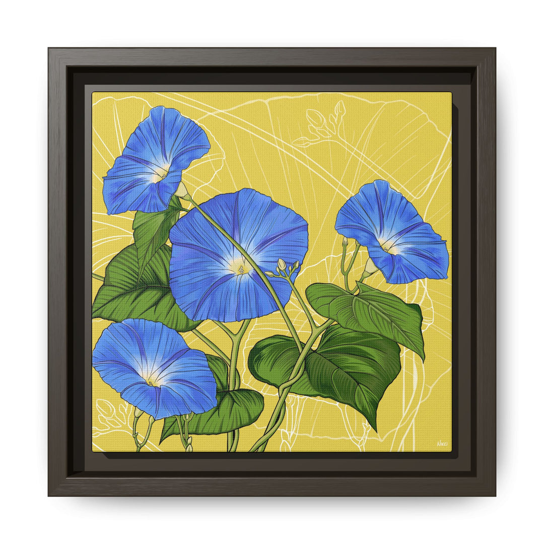 Blue Morning Glory: September Birth Month Flower — Framed Canvas Print Wall Art
