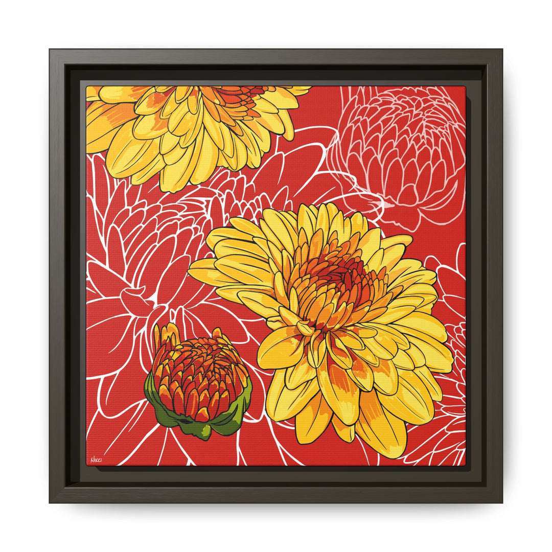 Chrysanthemum: November Birth Month Flower — Framed Canvas Print Wall Art