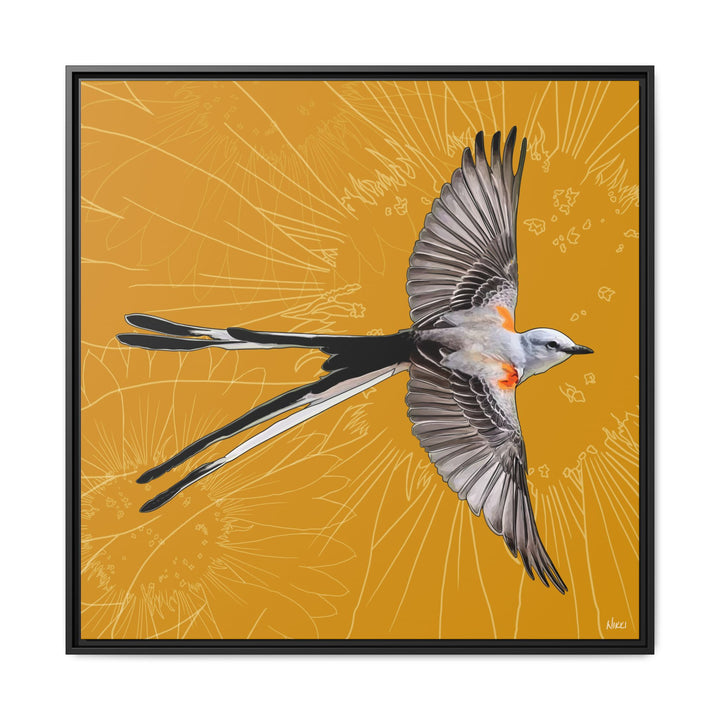 Scissor Tailed Flycatcher: Oklahoma State Bird — Framed Canvas Print Wall Art