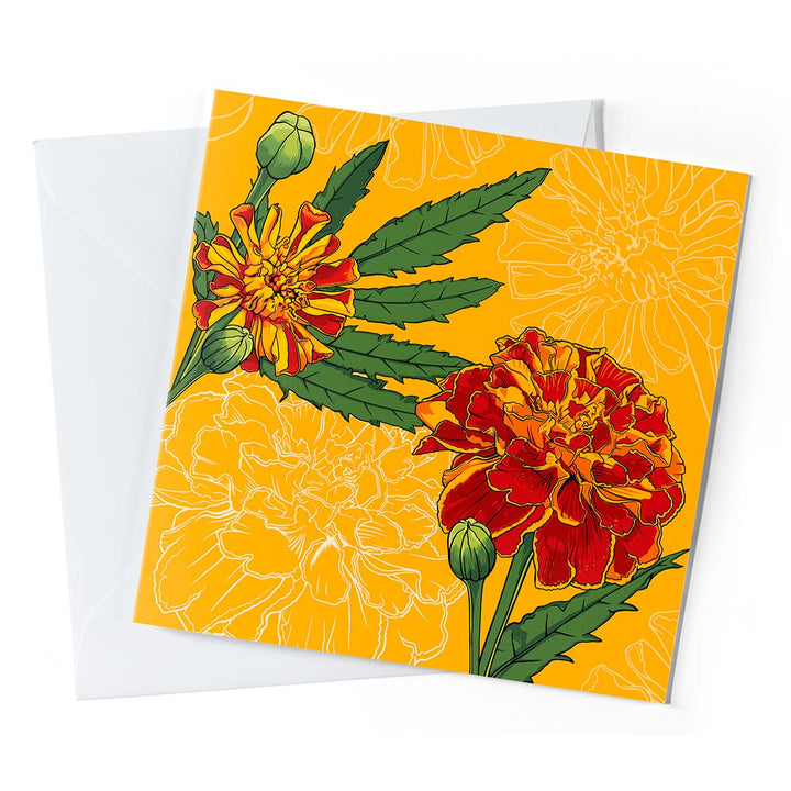 Birth Month Flower Greeting Cards – Pack of 10 | October: Marigold