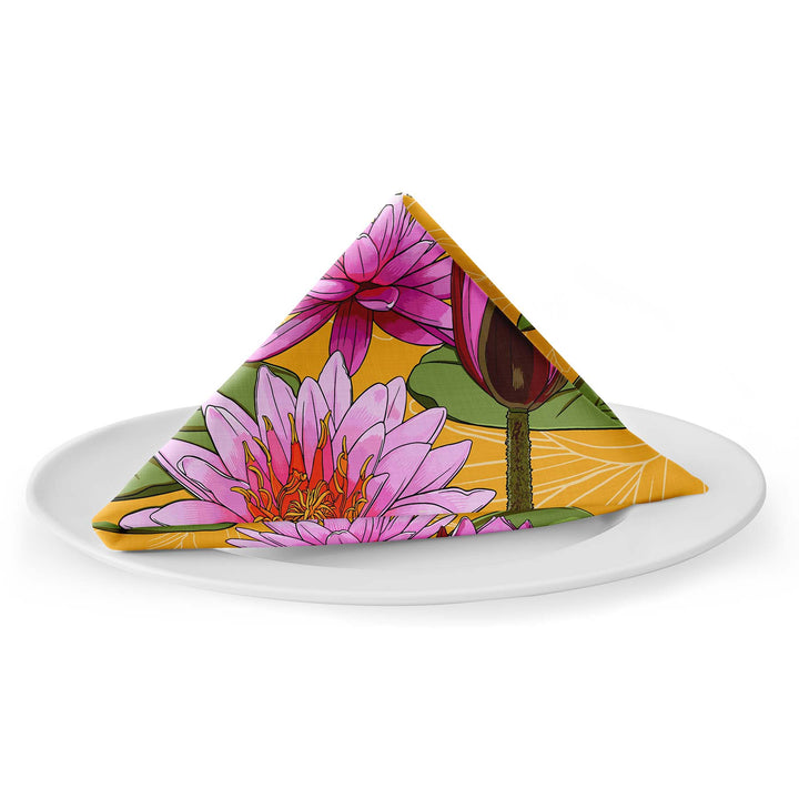 Water Lily Cotton Twill Napkin — July Birth Month Flower