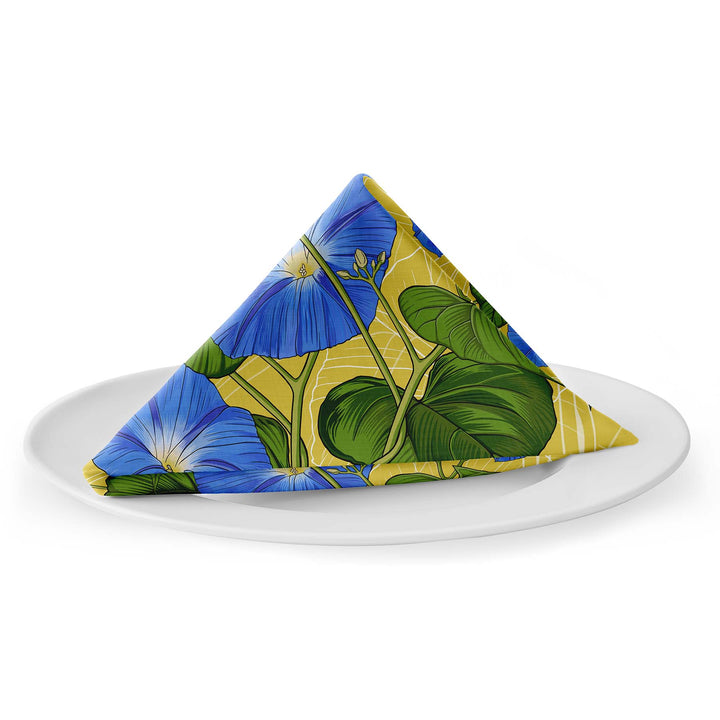 Blue Morning Glory Cotton Twill Napkin — September Birth Month Flower