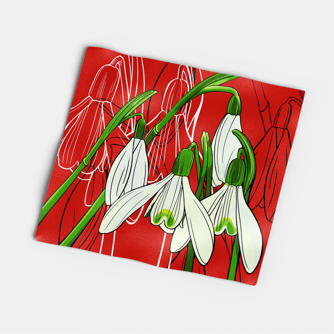 Snowdrop Cotton Twill Napkin — January Birth Month Flower