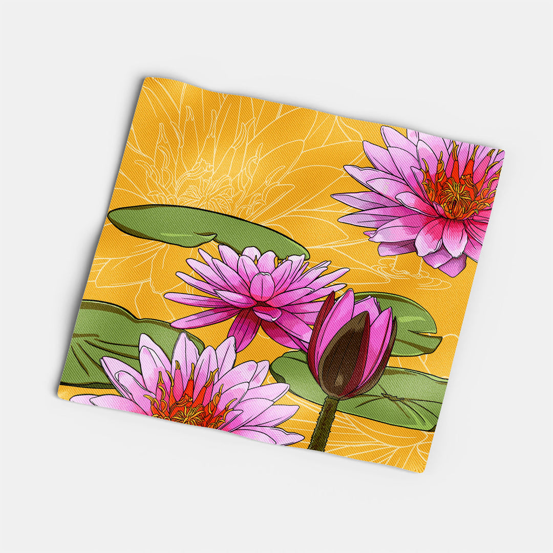 Water Lily Cotton Twill Napkin — July Birth Month Flower