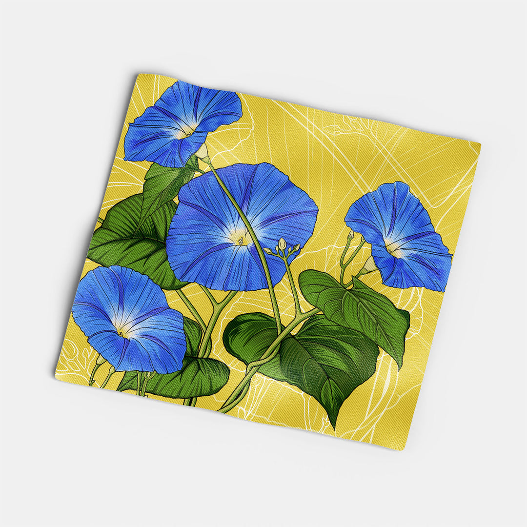 Blue Morning Glory Cotton Twill Napkin — September Birth Month Flower