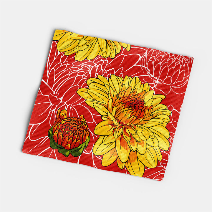 Yellow Chrysanthemum Cotton Twill Napkin — November Birth Month Flower