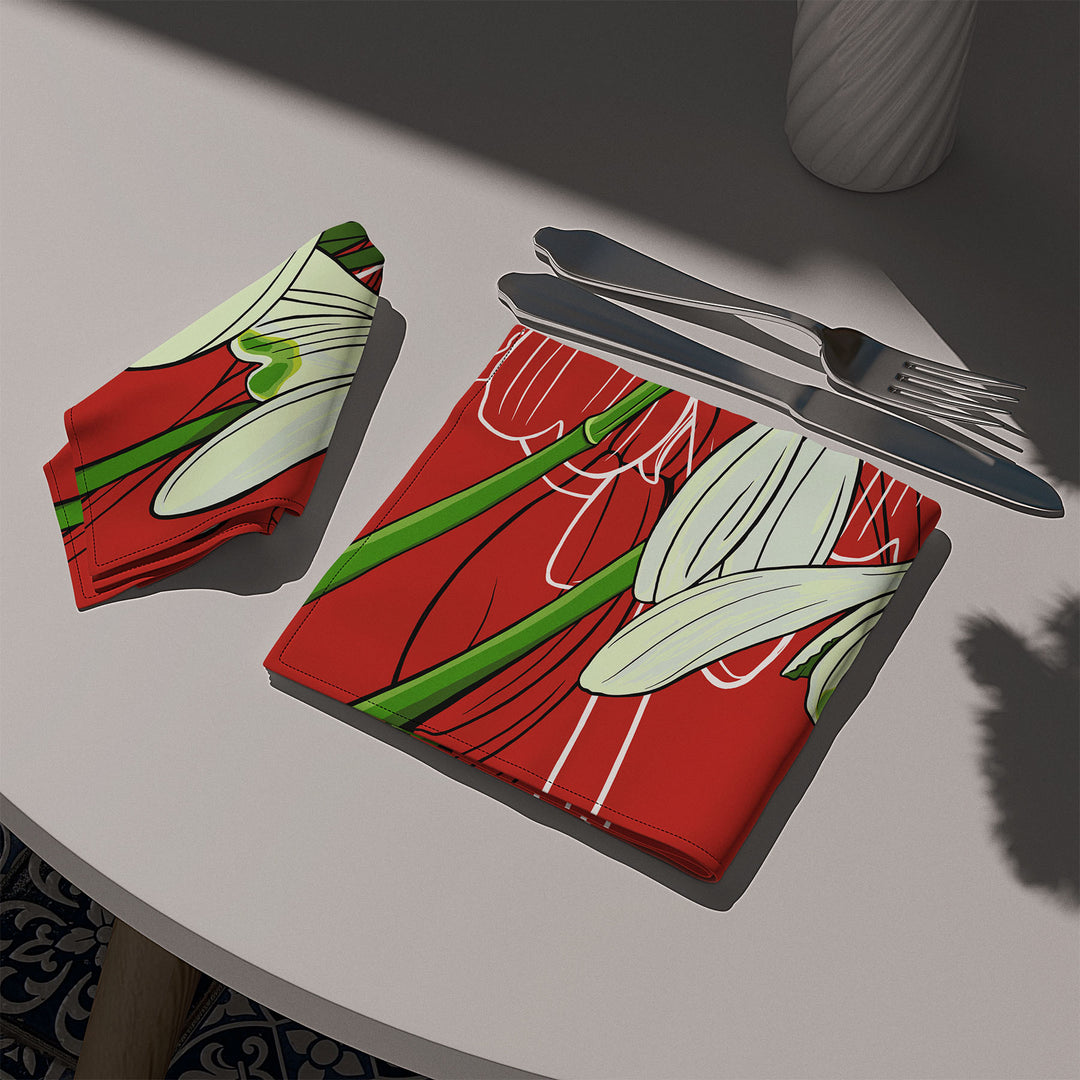 Snowdrop Cotton Twill Napkin — January Birth Month Flower