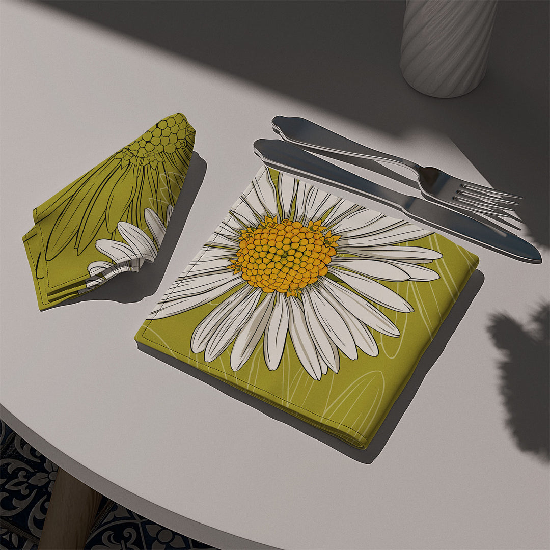 Daisy Cotton Twill Napkin — April Birth Month Flower