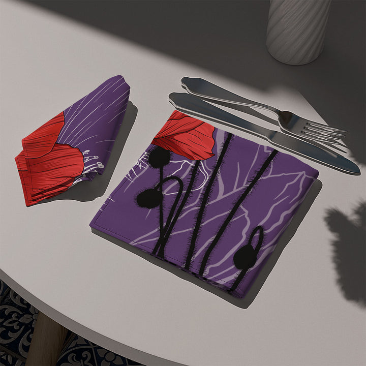 Poppy Cotton Twill Napkin — August Birth Month Flower