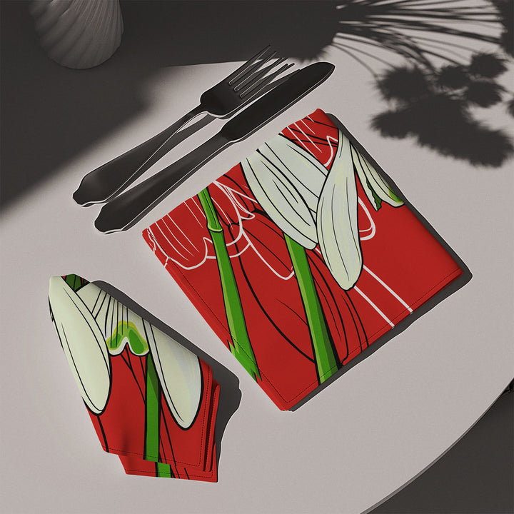 Snowdrop Cotton Twill Napkin — January Birth Month Flower