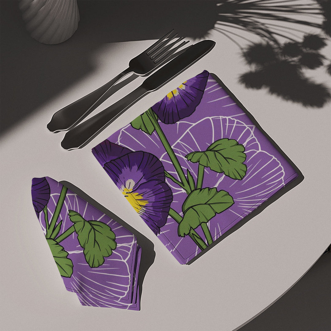 Violet Cotton Napkin — February Birth Month Flower Napkin