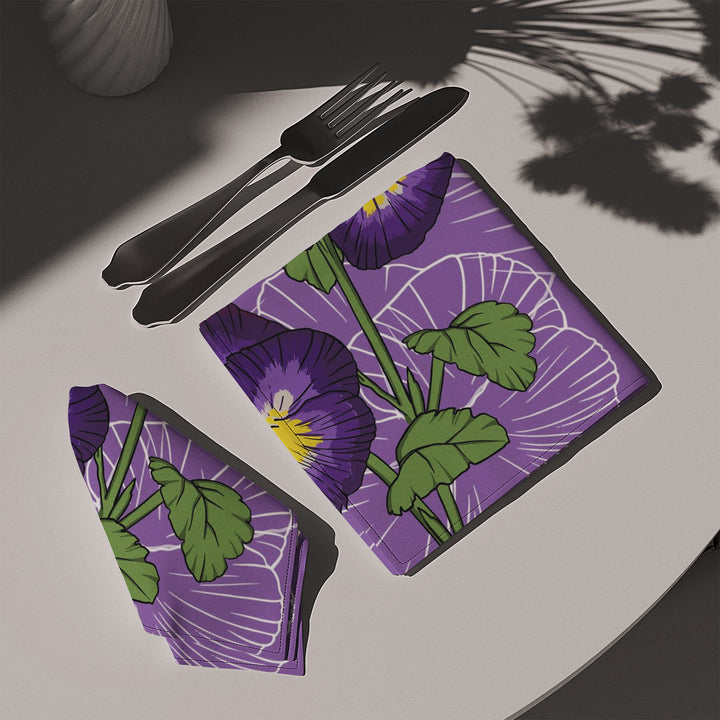Violet Cotton Napkin — February Birth Month Flower Napkin