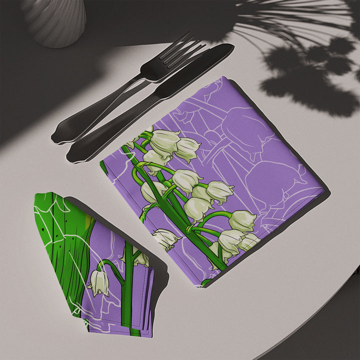 Lily of the Valley Cotton Twill Napkin — May Birth Month Flower