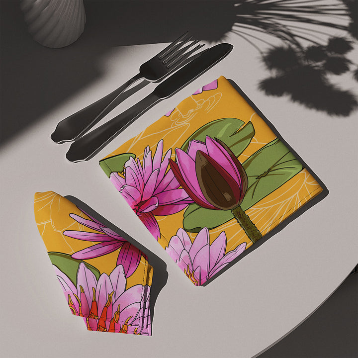Water Lily Cotton Twill Napkin — July Birth Month Flower